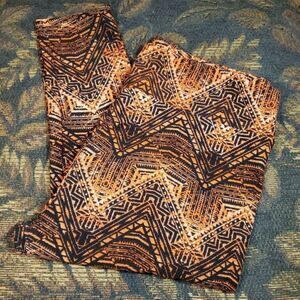 LulaRoe Black and Orange Tall & Curvy Leggings